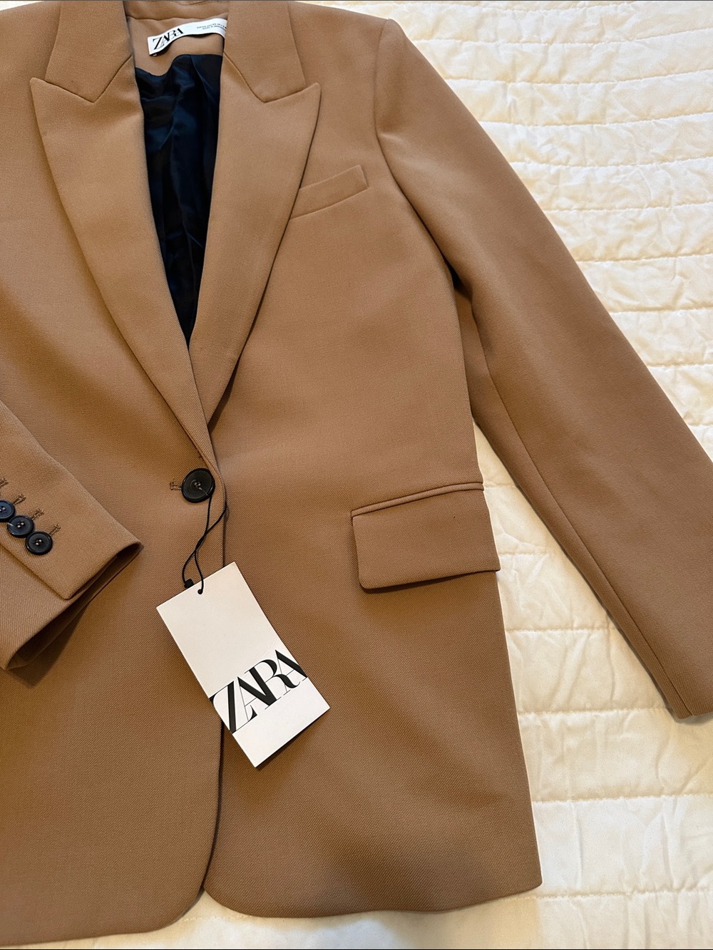 ZARA Camel Brown Single-Button Blazer - Picture 2 of 7
